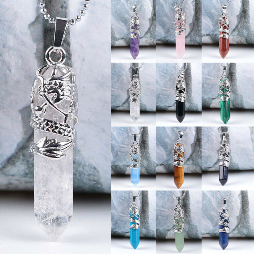 1ps Women Hexagon Natural Quartz Crystal Chakra Treatment Point Pendant Necklace Jewelry Natural Stone Necklace 1