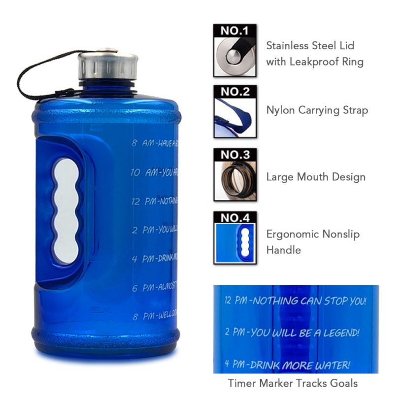 2.2L Motivation Sports Water Bottle Kettle with Time Marker Outdoor Camping Hiking Cycling Fitness Workout Sports Bottle Canteen - Image 2