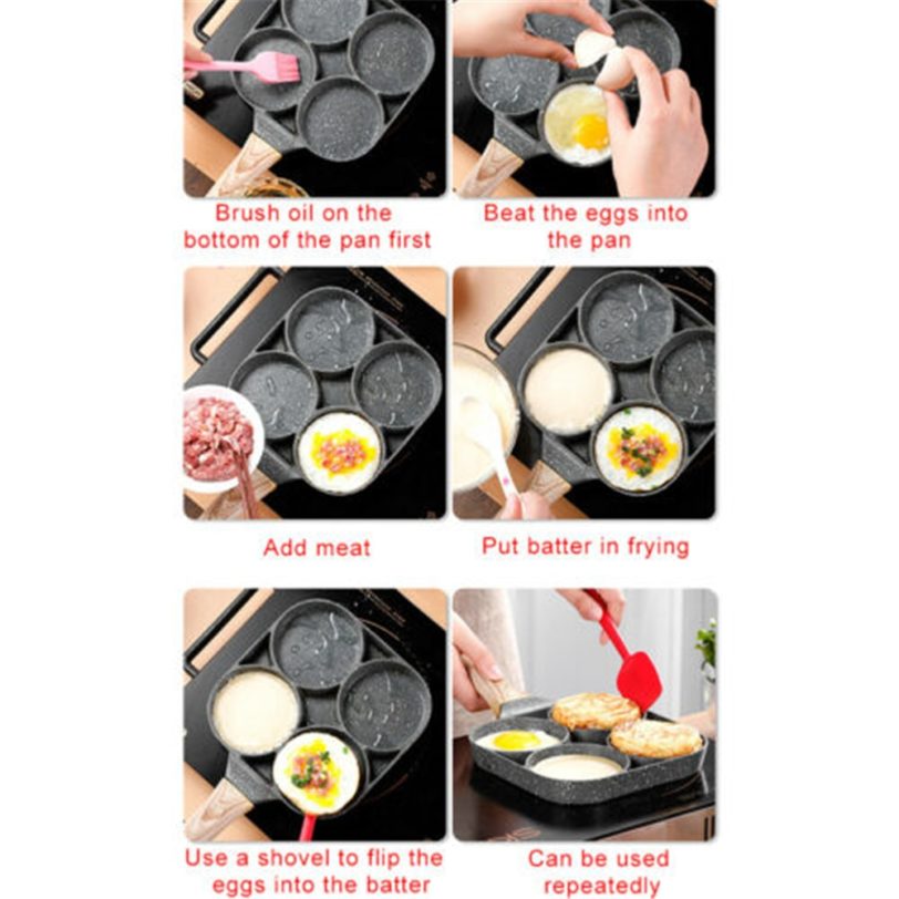 2/4 Hole Frying Pot Pan Thickened Omelet Pan Non-stick Egg Pancake Steak Pan Cooking Egg Ham Pans Breakfast Maker Cookware - Image 5