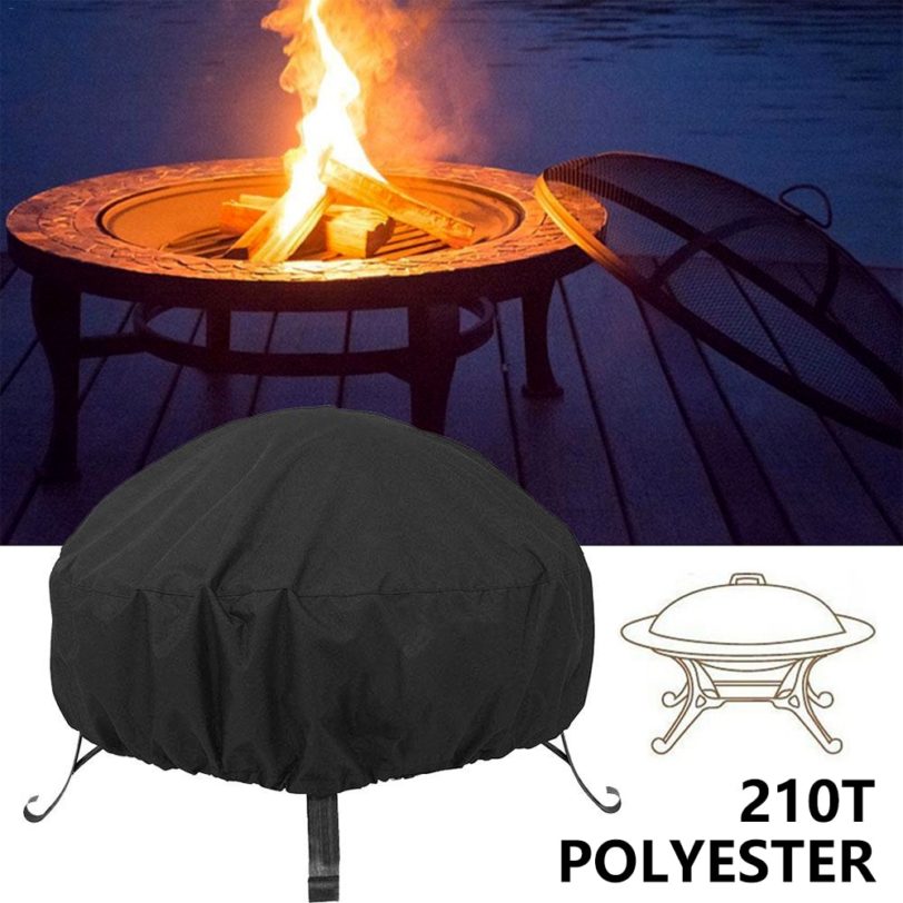 2 Sizes Waterproof Patio Fire Pit Cover UV Protector Grill BBQ Shelter Outdoor Garden Yard Round Canopy Furniture Covers - Image 2