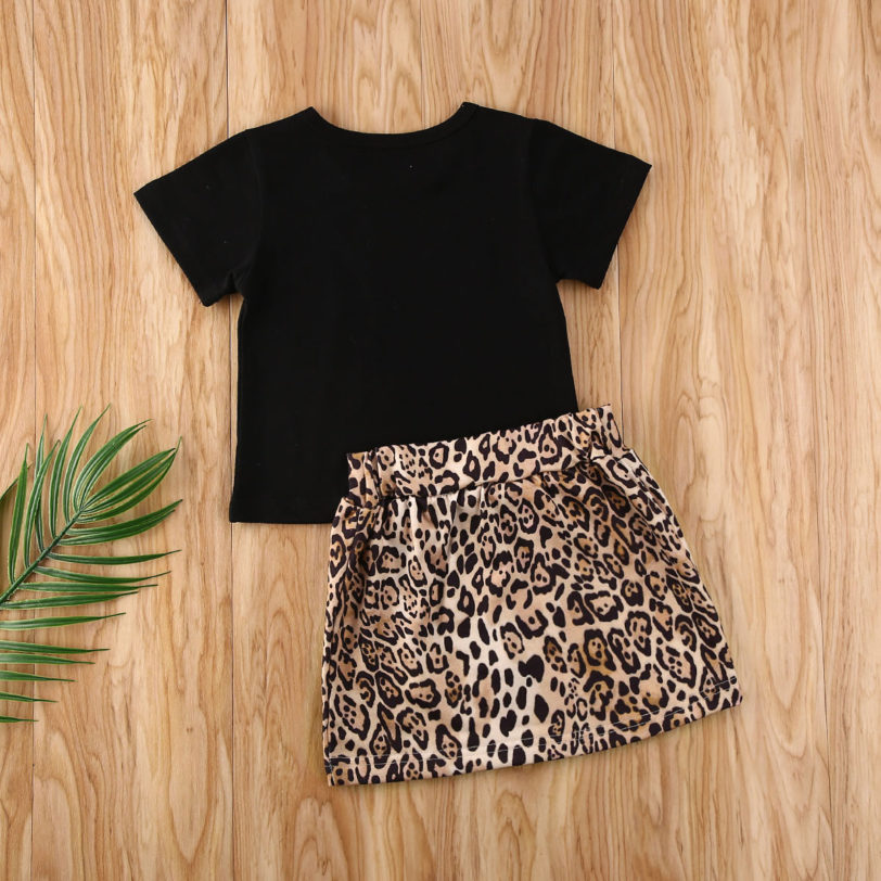 2020 Baby Summer Clothing 2PCS Toddler Kids Baby Girl Clothes Short Sleeve Tops T Shirt Leopard 2