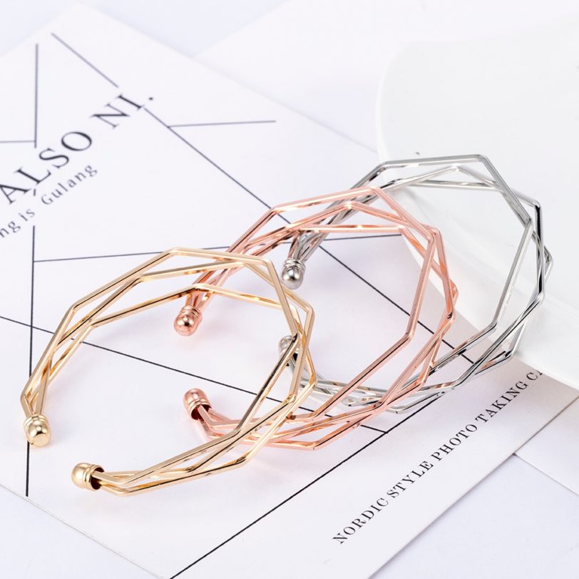 2020 NEW Gold Metal Alloy Arrow Link Chain Twist Bangle New Three Layer Romantic Open Cuff Bangles/Bracelet Set For Women - Image 4