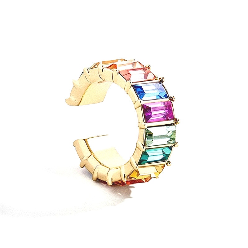 2020 New Fashion C Shape Stud Earrings Geometric Styles Golden Color Earring Zircon Earrings For Women 1