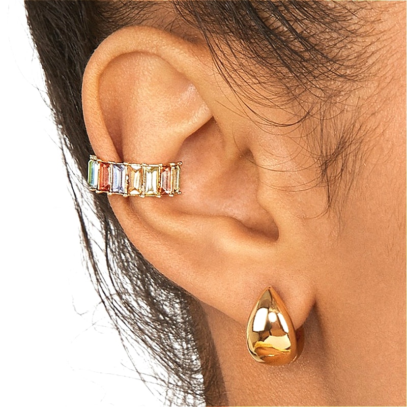 2020 New Fashion C Shape Stud Earrings Geometric Styles Golden Color Earring Zircon Earrings For Women