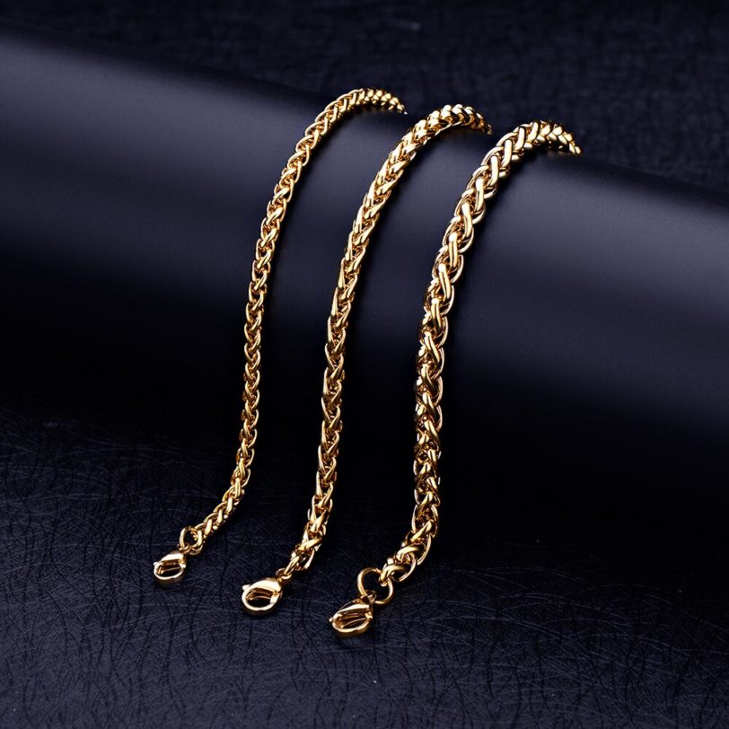 2020 New Stainless Steel Plated Gold Keel Chain Bracelet Fashion Jewelry For Women and Men Wedding Birthday Party Gift 4/5/6MM - Image 2