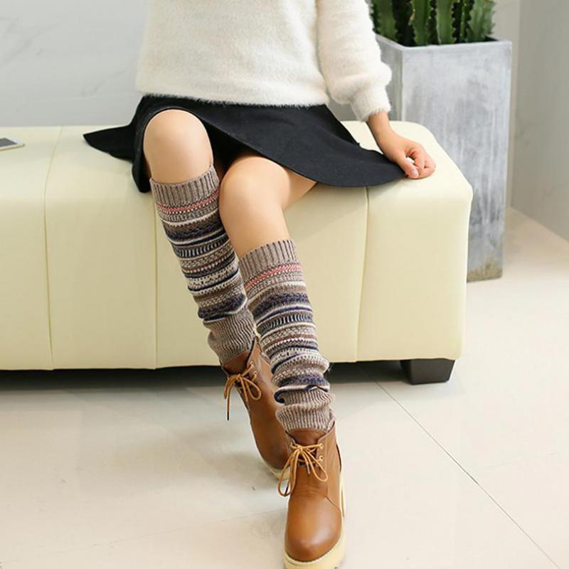 2020 Newly Design Women Winter Warm Leg Warmers Wool Knitting High Knee Socks Boot Cuffs Fashion