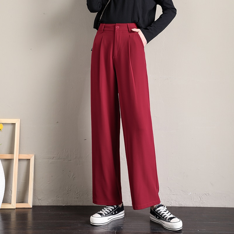 2020 Pants Women Full length Simple Elegant Slim Students Womens Straight Trousers Korean Style High Quality