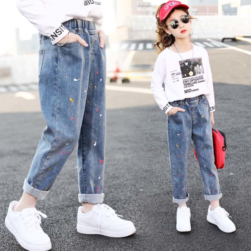 2020 Spring Jeans Girl Painting Print Jeans For Girls Casual Girls Jeans Autumn Teenage Girls Clothes 1