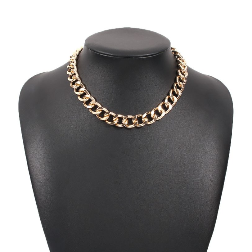 2021 Fashion Big Necklace for Women Twist Gold Silver Color Chunky Thick Lock Choker Chain Necklaces Party Jewelry - Image 2