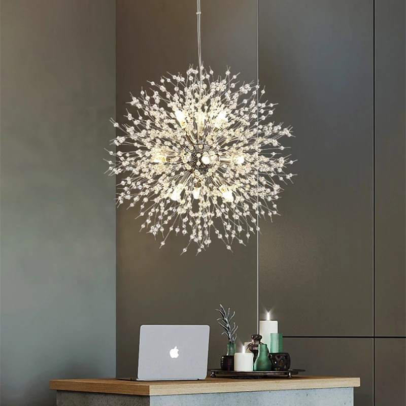 2021 Modern Crystal Dandelion Chandelier Nordic Decor Lighting Pendant ceiling Lamp For Living Room Dining Room