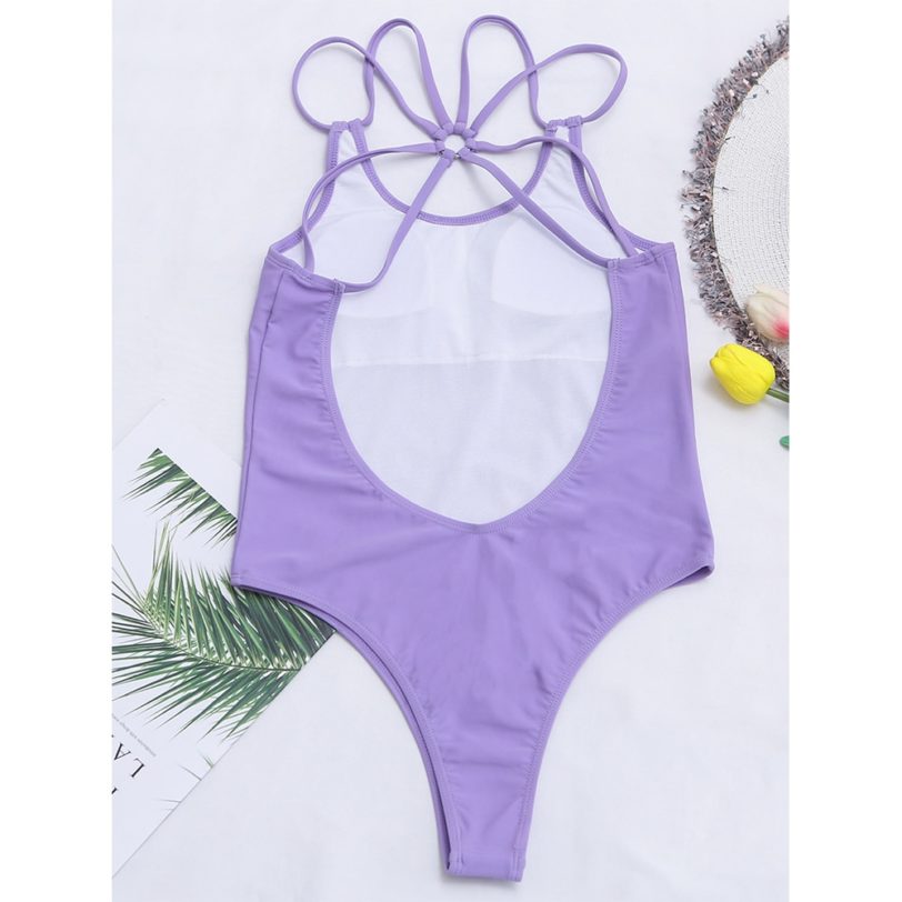 2021 New Sexy Solid One Piece Swimsuit Female Solid Swimwear Women Backless Monokini Bather Bathing Suits