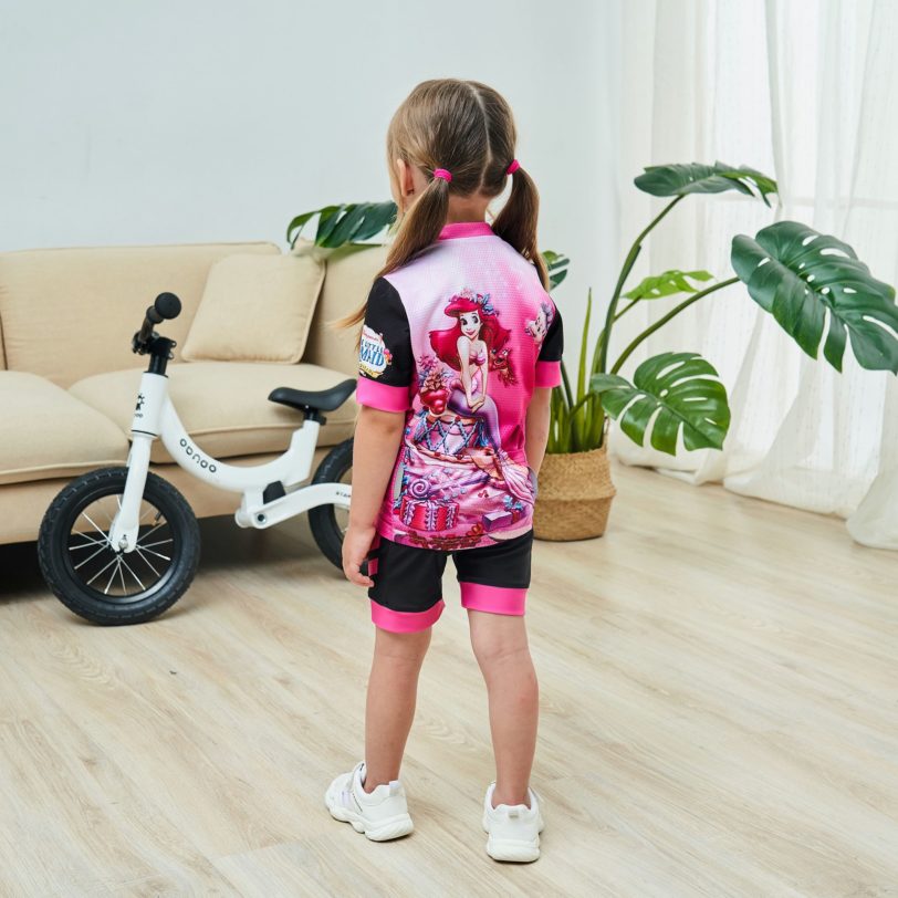 2021 Summer Cycling Jersey Set For Girls Cartoon Animation Printed Children Bicycle Sportswear Short Sleeve Kid Cycling Clothing - Image 2