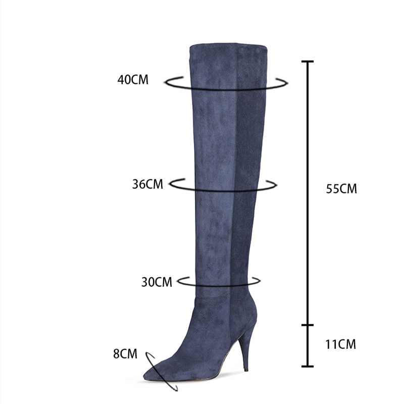 2021Pleated Solid Color Pointed Thin Heels Women Knee high Boots Big Size 35 47 2020 Fashion