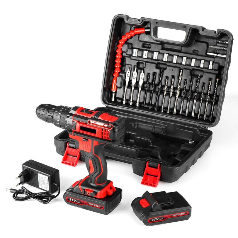 21V 3 In 1 Cordless Electric Drill Power Screwdriver Hammer Drill 18 3 Torque Wireless Power Driver Tools with 2 Li-ion Battery - Image 5