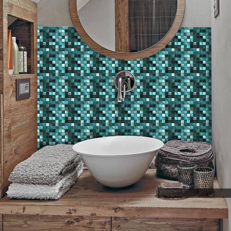 25Pcs/pack PVC Wall Sticker Tile Bathroom Waterproof Mosaic Sticker Self-adhesive TV Background Walls Decor 10*10cm/15*15cm - Image 2