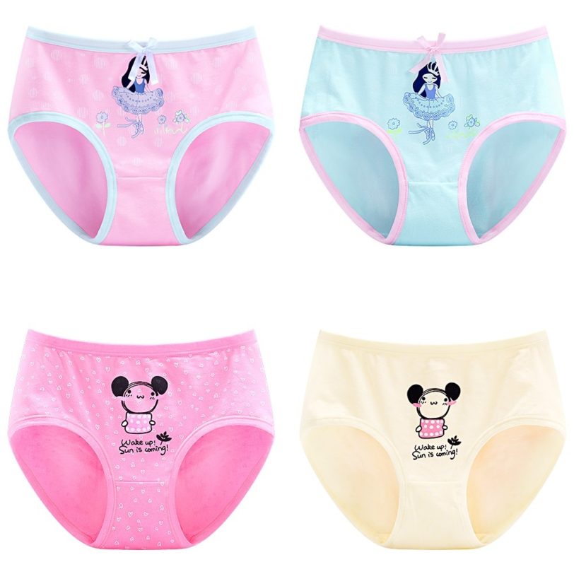 2pcs/lot Cute Cotton Girl Brifes Cartoon Underwear Blue Pink Underpants Panties Kid Clothes for 6 7 8 9 10 11 12 Year Old 173012 - Image 5