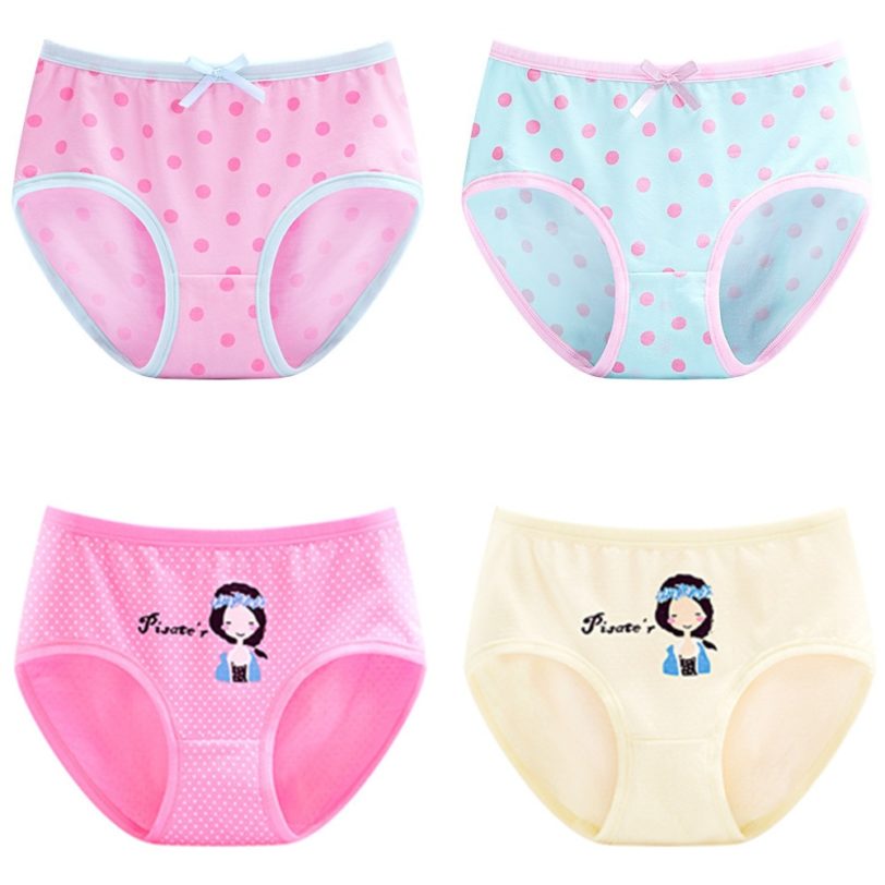 2pcs/lot Cute Cotton Girl Brifes Cartoon Underwear Blue Pink Underpants Panties Kid Clothes for 6 7 8 9 10 11 12 Year Old 173012 - Image 4