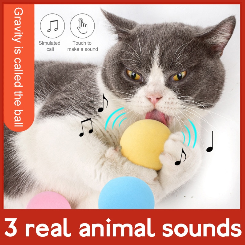 3 Colors Cat Toys New Gravity Ball Smart Touch Sounding Toys Interactive Pet Toys Squeak Toys