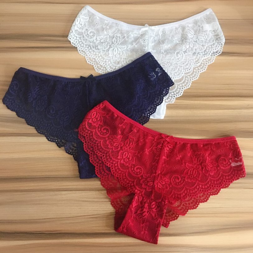 3 Pieces Women's Lace Panties Sexy Underwear Woman Lingerie Briefs Transparent Culotte Femme Pantys Solid Color Underpants M-XXL - Image 6