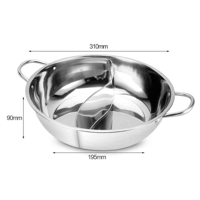 30cm Stainless Steel Hot Pot Induction Cooker Gas Stove Compatible Pot Home Kitchen Cookware Soup Cooking
