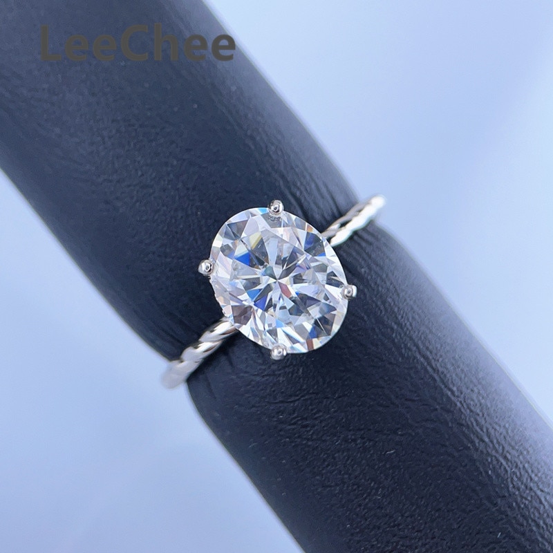 3CT Oval Moissanite Ring 8 10MM VVS Lab Diamond with Certificate Fine Jewelry for Women Wedding