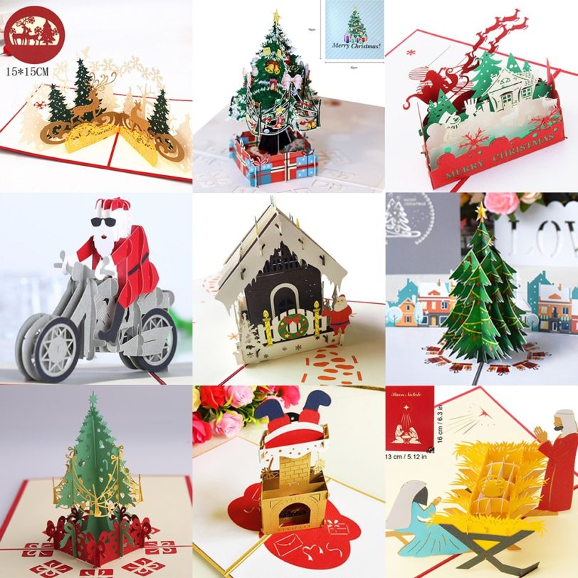 3D Pop UP Santa Cards Marry Christmas Greeting Cards Party Invitations Gifts New Year Greeting Card Anniversary Gifts Postcard - Image 2