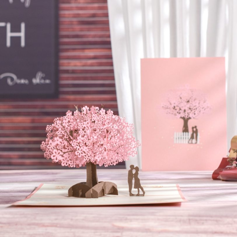 3D Pop-Up Cards Flowers Birthday Card Anniversary Gifts Postcard Maple Cherry Tree Wedding Invitations Greeting Cards - Image 2