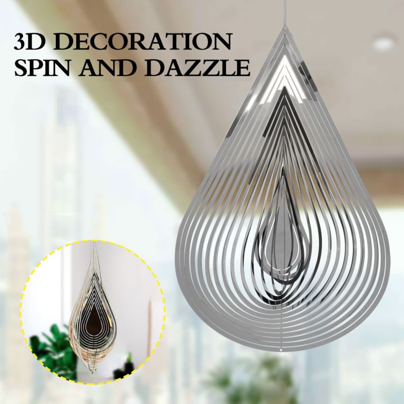 3D Round Rotating Wind Chimes Flowing-Light Effect Design Home Garden Decoration Outdoor Hanging Decor Gift Shiny Wind Spinners - Image 3