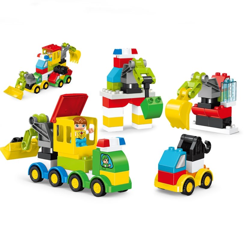 49Pcs Large Particles DIY Excavator Crane Transform Robot Car Building Blocks City Construction Vehicles Kids Toys For Children - Image 2