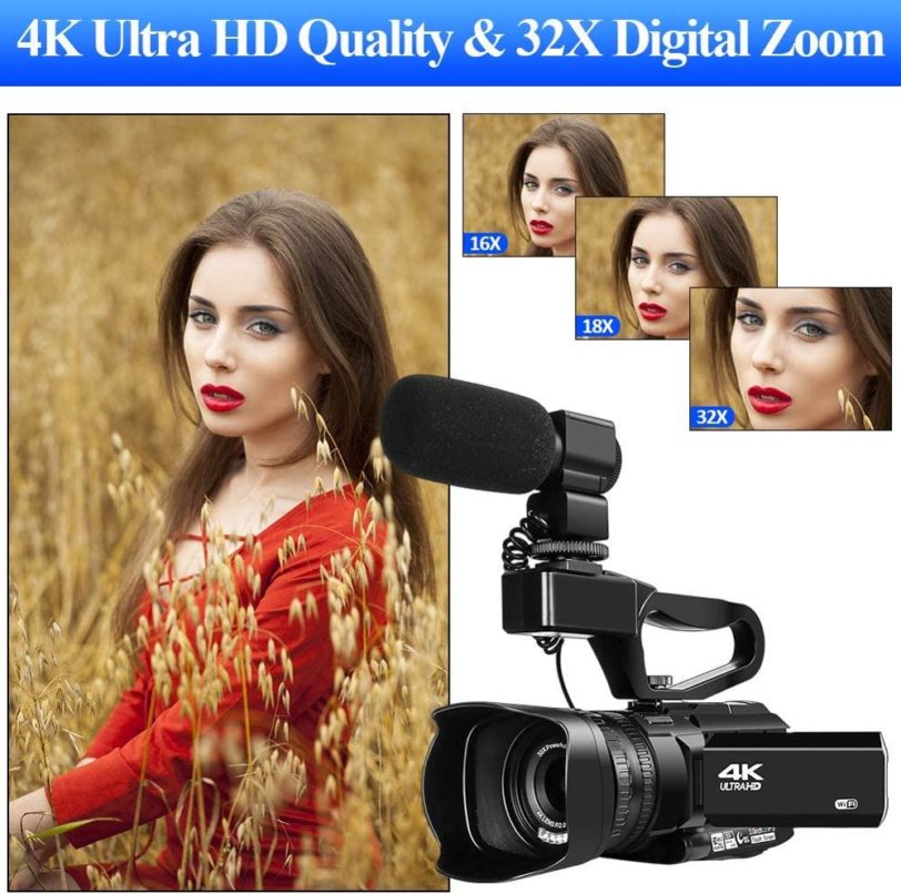 4K Video Camera Camcorder 48MP for YouTube Live Streaming 30X Digital Zoom IR Night Touch Screen Camera Recorder with Microphone - Image 2