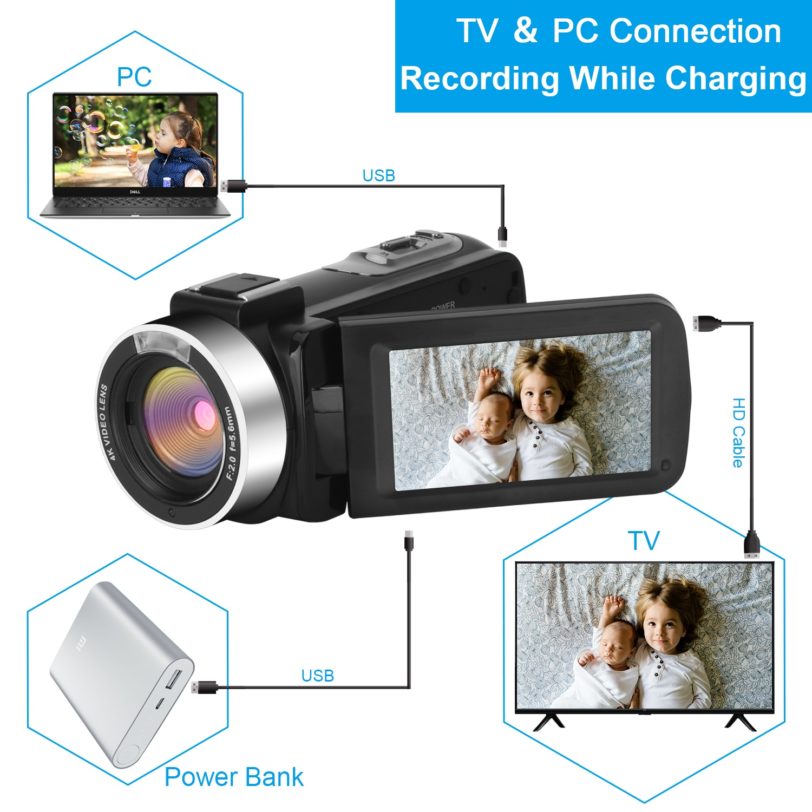 4K Video Camera Vlogging Camcorder 48MP Webcam for YouTube Facebook with WiFi - Image 2