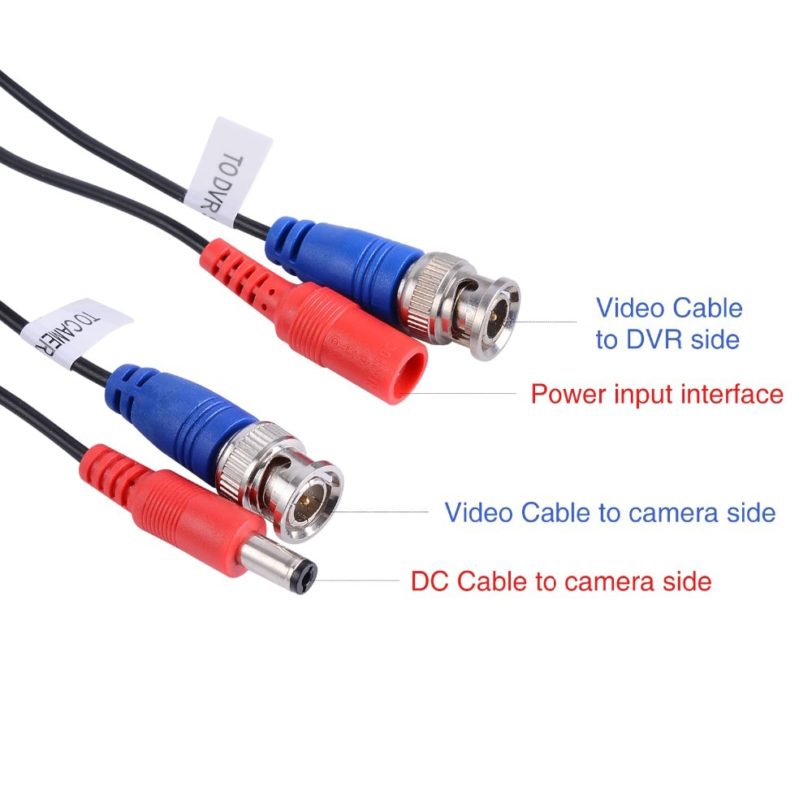 4PCS 30m/100ft BNC&DC Plug Video Power Cable with 1pcs 4-in-1 power splitter cable for AHD Video Surveillance System Accessories - Image 2