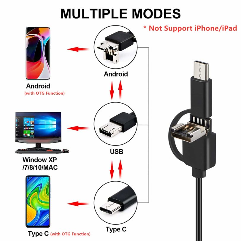 5.5mm 7mm TYPE C USB Mini Endoscope 1m 1.5m 2m Flexible Hard Cable Snake Borescope Inspection Camera for Android Smartphone PC - Image 2