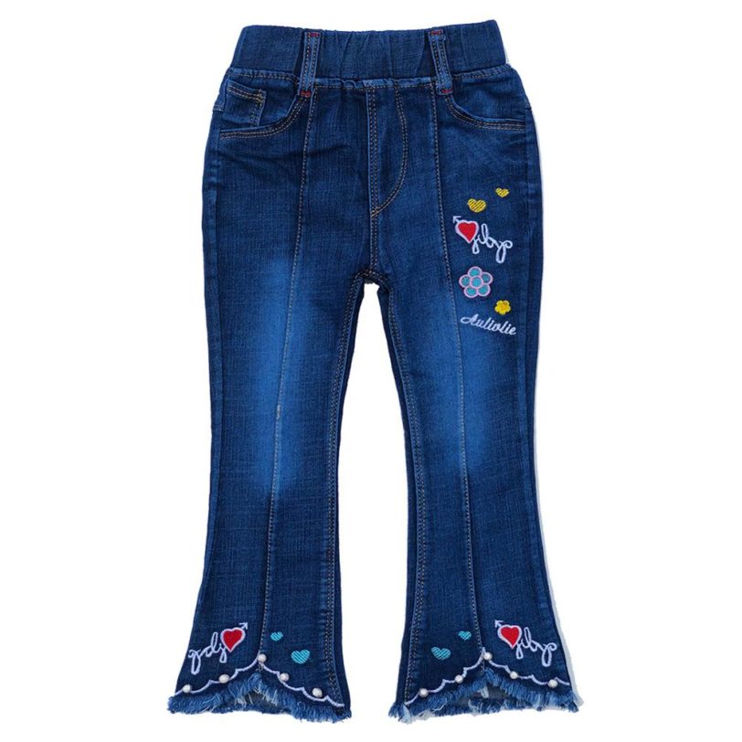 5-9Years Spring Autumn Kids Children Little Girls Jeans Hanging Ornament Embroidery Denim Pants Trousers - Image 4