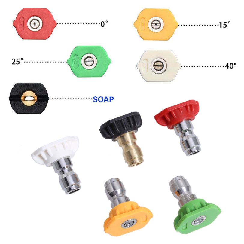 5 pcs Package High Pressure Washer Spray Nozzle Tips Variety Degrees 1/4 Stainless Steel 4000 Psi Quick Connect Spray Tip - Image 2