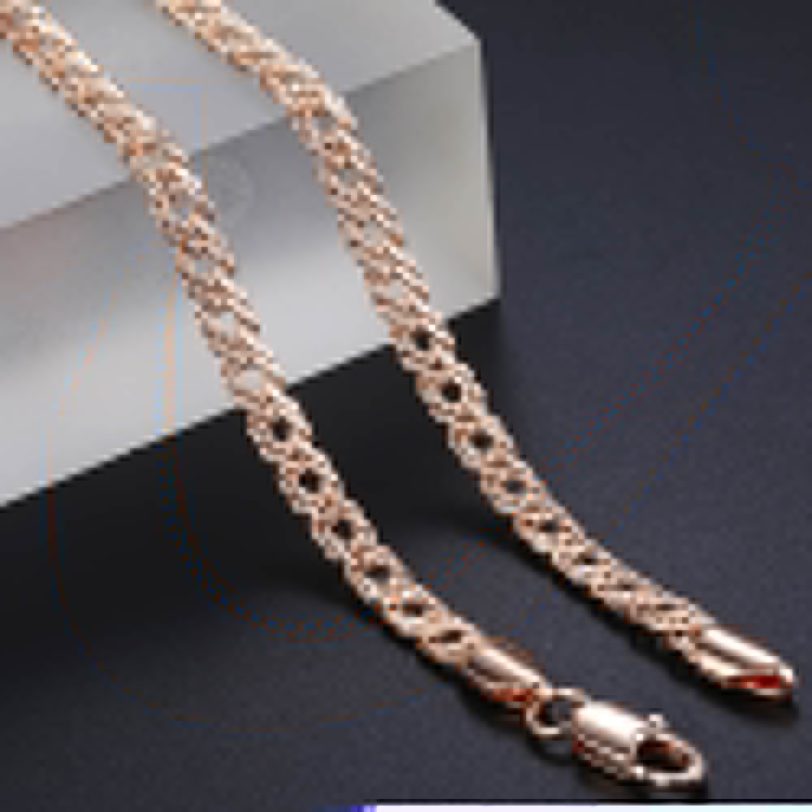 585 Light Rose Gold Filled Necklaces for Women Men Bismark Hammered Link Chain Fashion Jewelry Accessories 5mm GN452A - Image 2