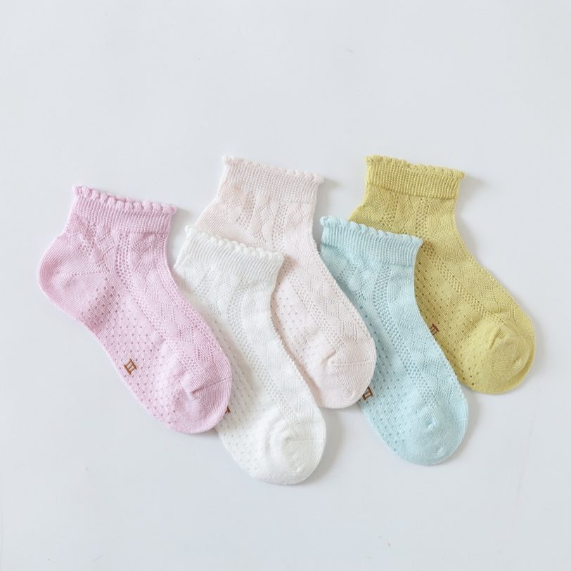 5Pairs/lot Baby Socks Summer Spring Thin Mesh Cotton Kids Socks Lovely Girls Lace Socks Colorful Children Socks - Image 2