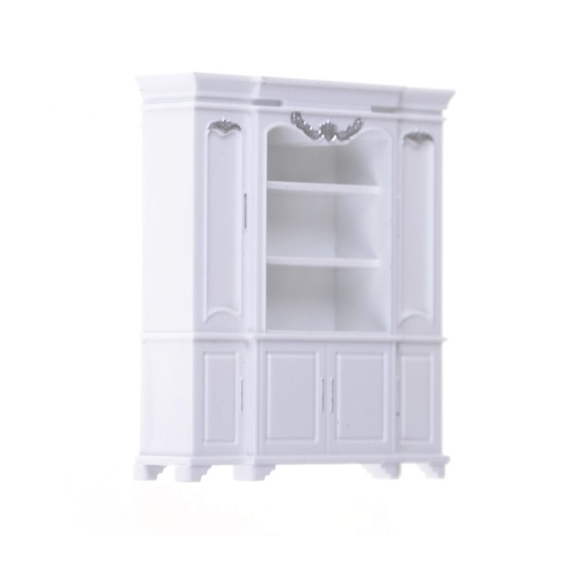 60*20*67mm Dollhouse Miniature Furniture Multifunction Plastic Cabinet Bookcase White - Image 4