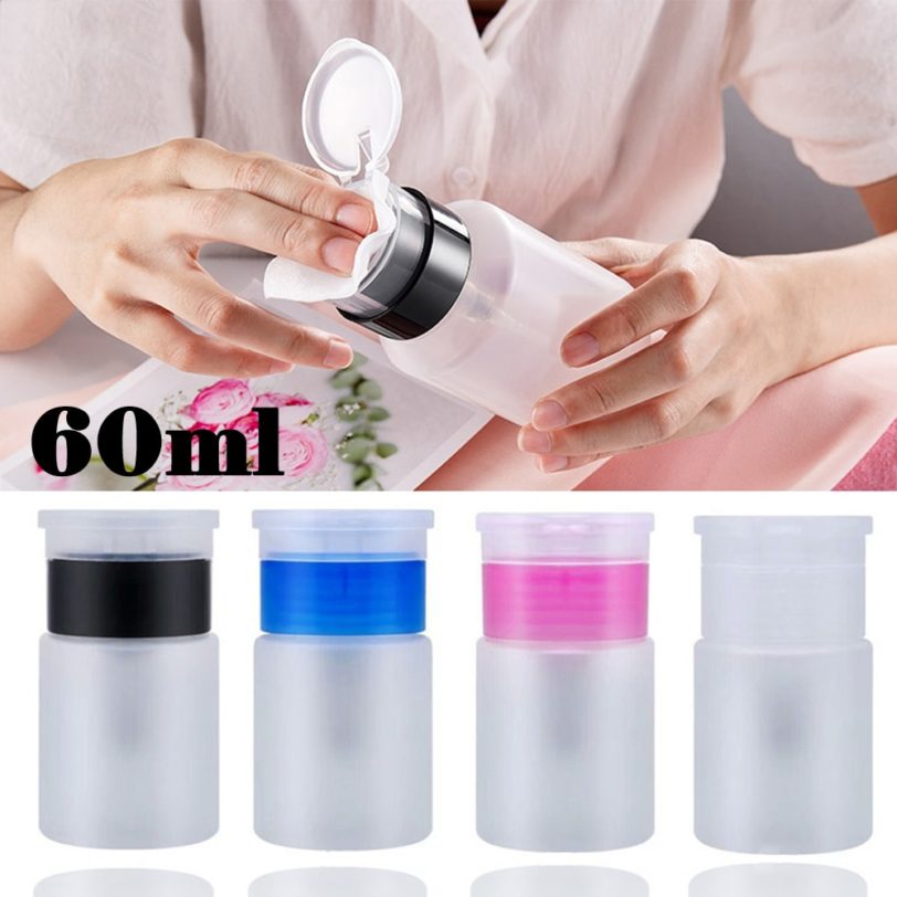 60ml Mini Pump Dispenser Empty Bottle Nail Remover Cleaner Liquid Container Storage Pressure Bottle Squeeze Bottle nail art tool - Image 2