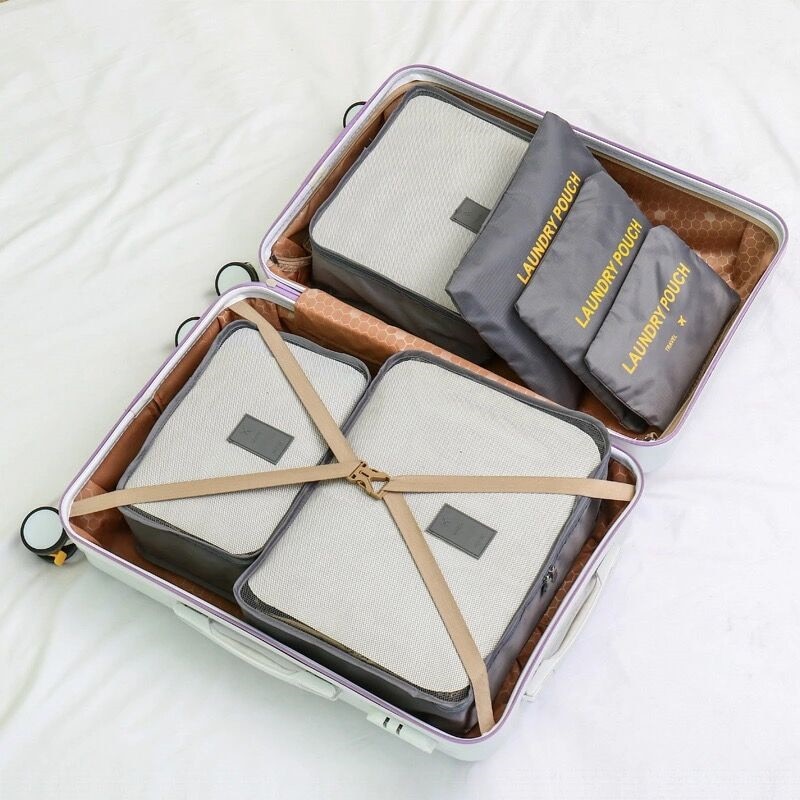 6PCs Set Travel Bag Clothing Organizer Multifunctional Storage Bag High Capacity Mesh Packing Cubes Unisex Luggage