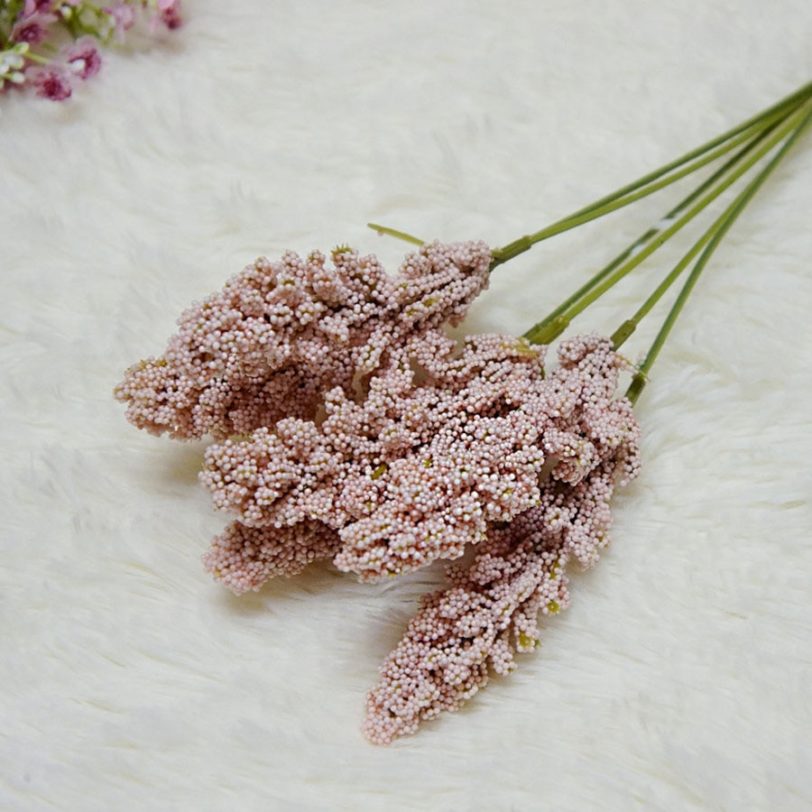 6Pcs/Pack Artificial Vanilla Mini Foam Berry Spike Artificial Flowers Bouquet for Home Plant Wall Decoration Cereals Plant Heap - Image 3