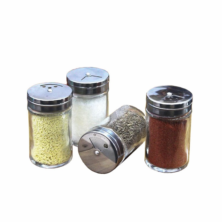 6pcs Spice Rack Organizer Supplies Household Barbecue Spice Bottle Pepper Bottle Seasoning Jar Seasoning Stainless Steel