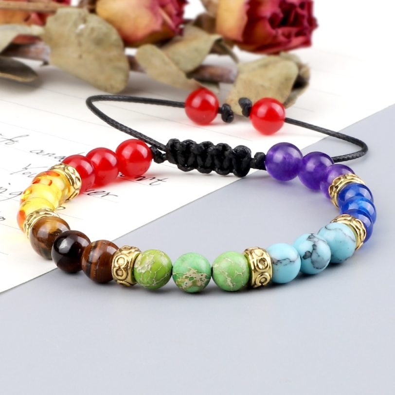 7 Chakra Reiki Healing Beads Bracelets 4 6mm Stone Beaded Stretch Bracelet Adjustable Braided Bangles for Women Men Yoga Jewelry - Image 4