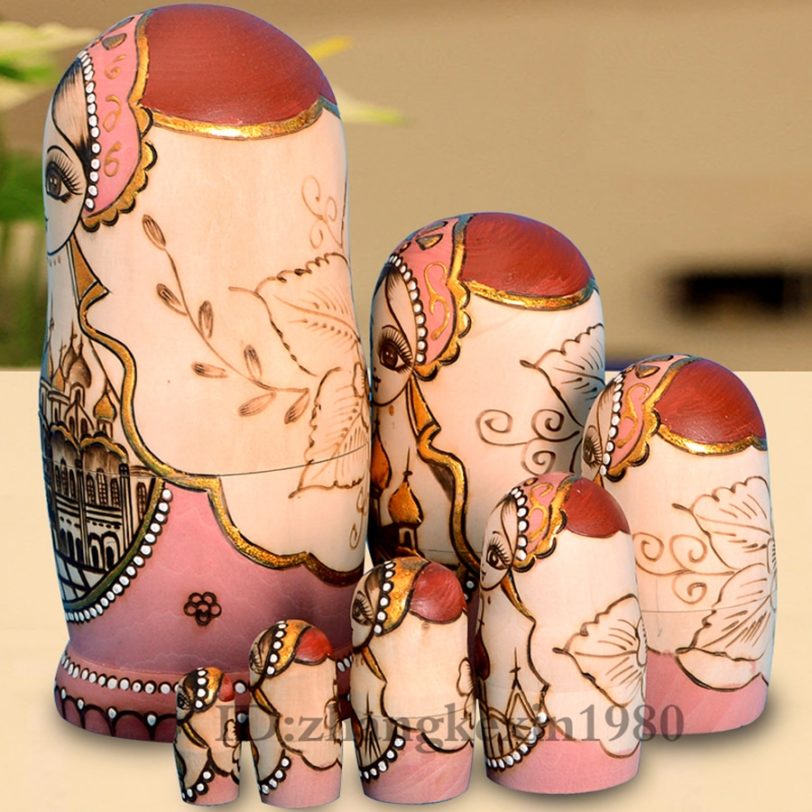 7Pcs/Set Wooden Russian Dolls Nesting Dolls Maiden Wishing Doll Beautiful Handmade Matryoshka Doll Kids l37 Toy Gifts Collection - Image 3