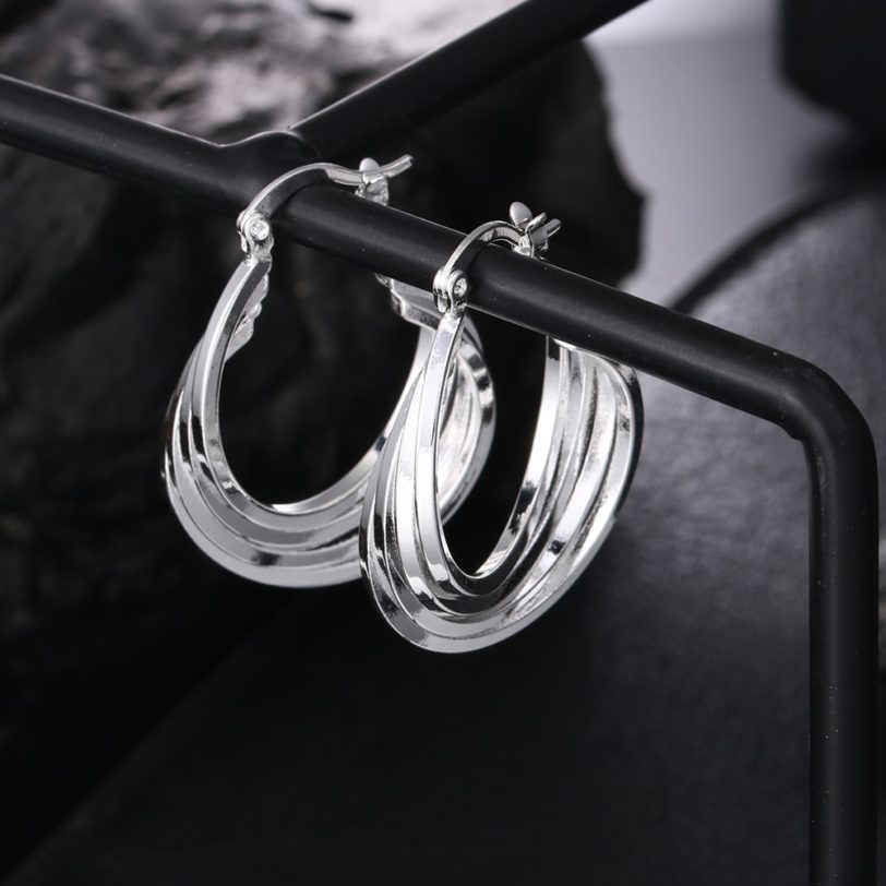 925 Sterling Silver Four Layers Personalized Small Hoop Earrings For Women Wedding Fashion Christmas Jewelry Gift GaaBou - Image 2