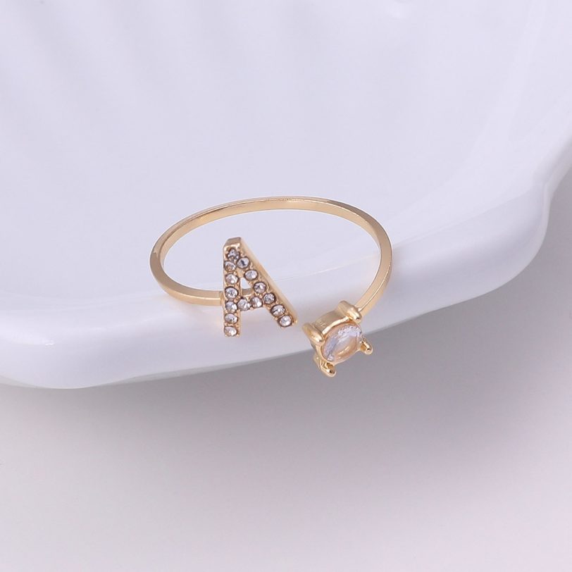 A-Z Letter Gold Color Metal Adjustable Opening Rings For Women Initials Name Alphabet Creative Finger Ring Trendy Party Jewelry - Image 3