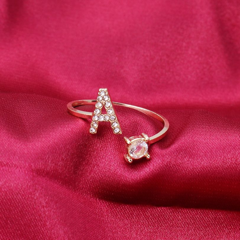 A-Z Letter Gold Color Metal Adjustable Opening Rings For Women Initials Name Alphabet Creative Finger Ring Trendy Party Jewelry - Image 2