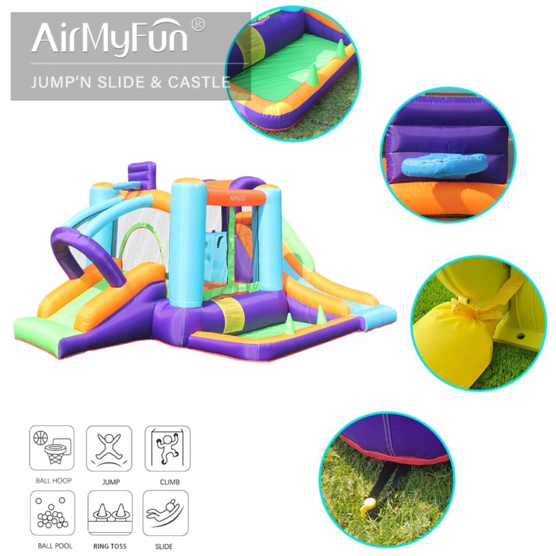 AirMyFun Inflatable Bounce House, 12.1x9.2x6.1 FT Kids Bouncy Castle with Ball Pit & Basketball Rim, Jumping & Slide Area - Image 2