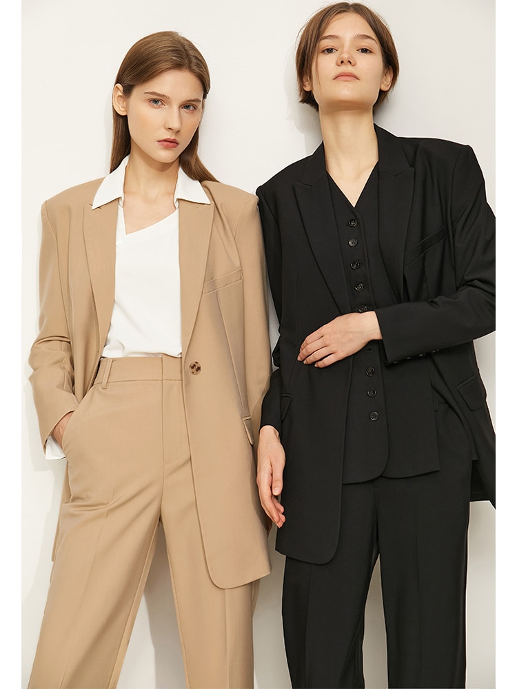 Amii Minimalism Women Blazer Set Fashion Blazer Coat Vneck Buttons Vest Women s Pants Elegant Female