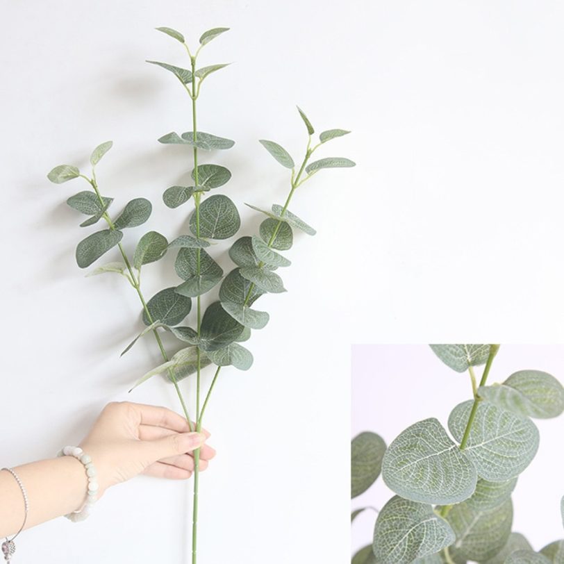 Artificial Leaves Branch Retro Green Silk Eucalyptus Leaf for Home Decor Wedding Plants Faux Fabric Foliage Room Decoration 68CM - Image 2